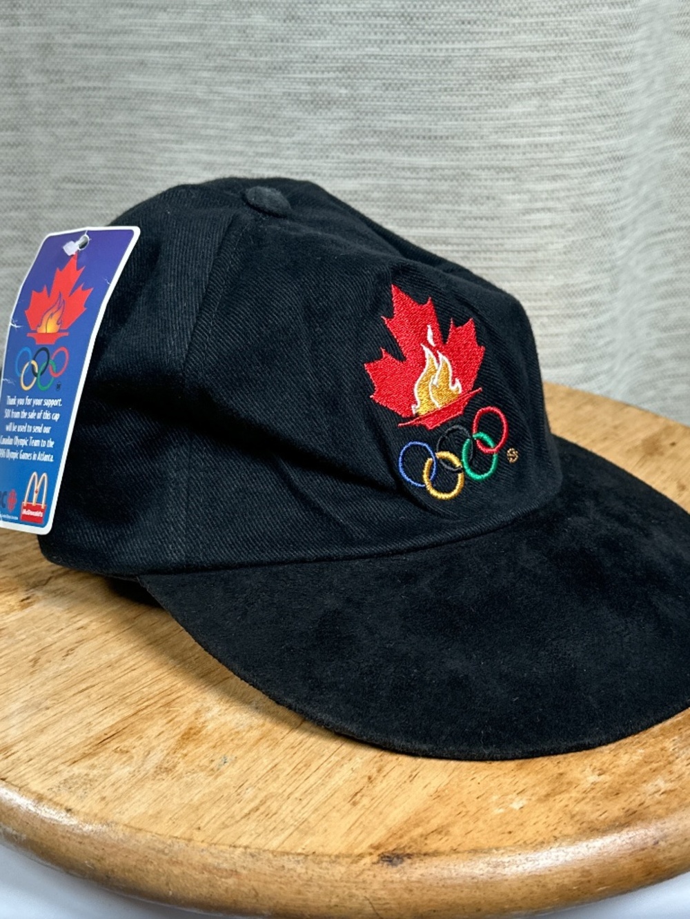 NWT Vintage 90s 1996 Atlanta Summer Olympics Black Suede Cotton Strapback Hat